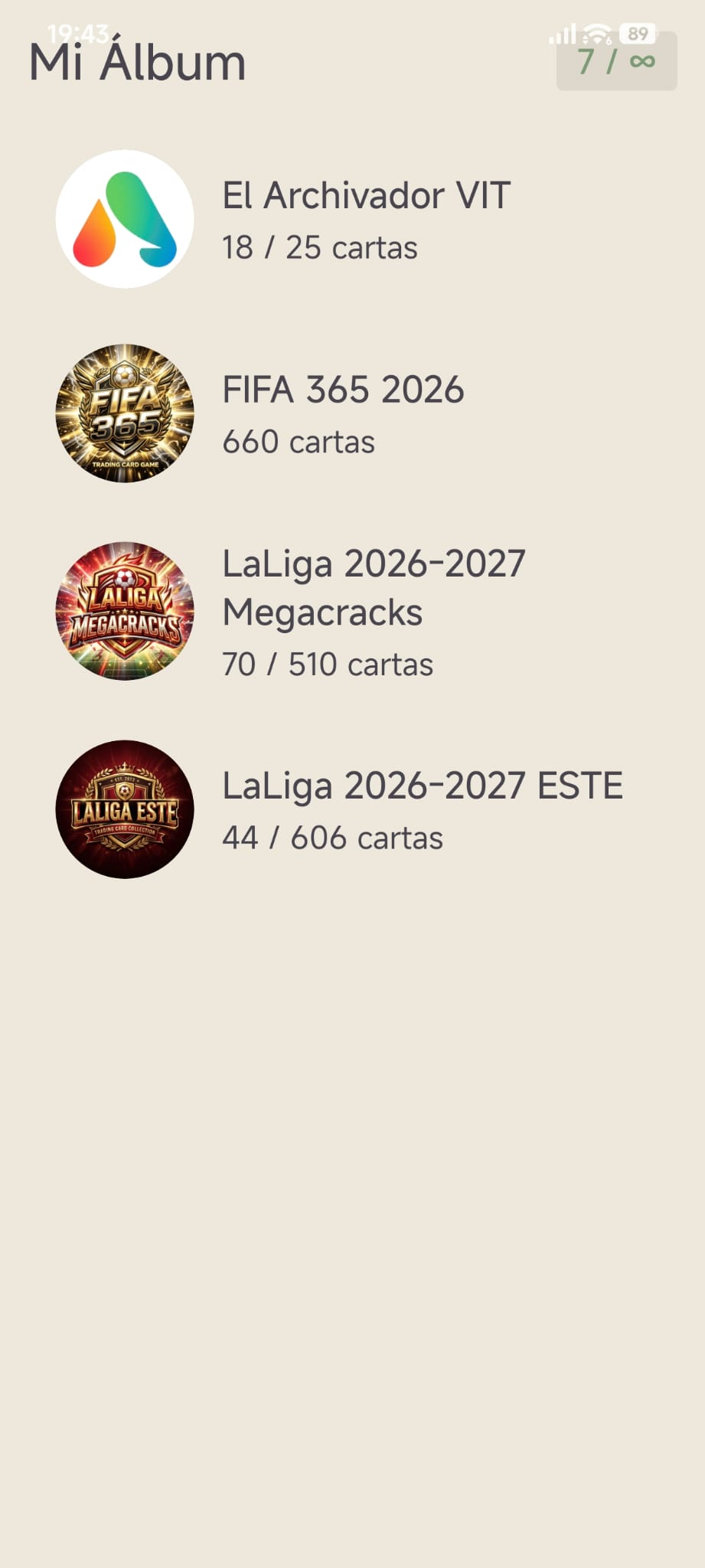Organiza cada colección